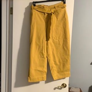Wide leg cropped yellow pants